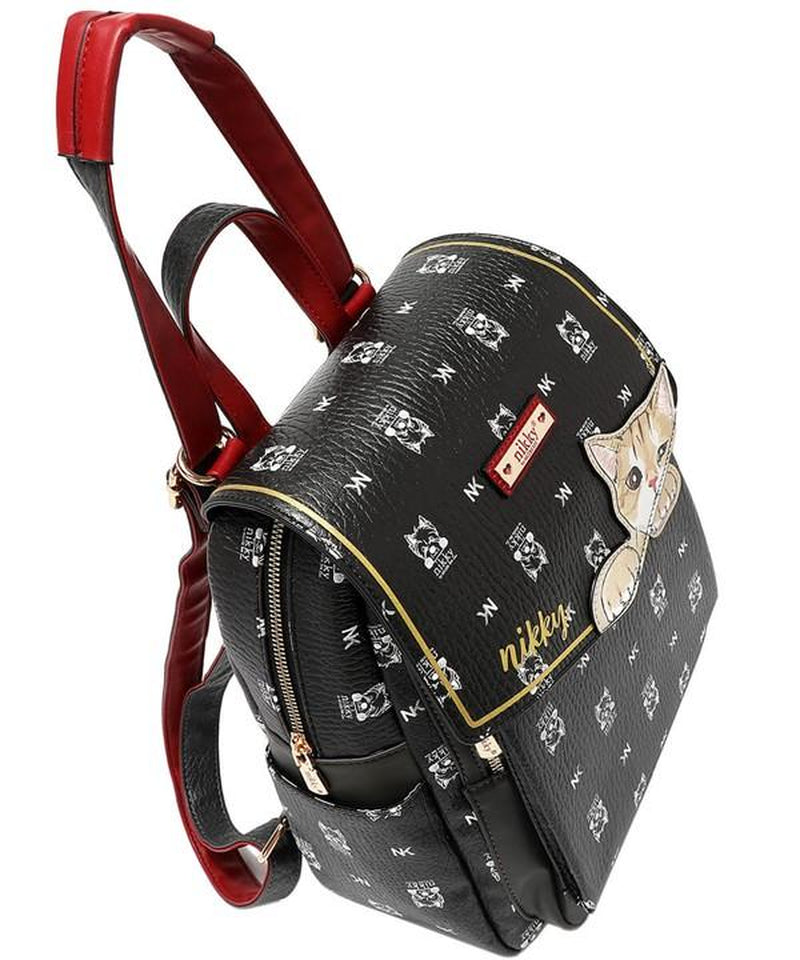 Nicole Lee Cat Eco-Leather Convertible Backpack Bag - Medium Size, Versatile & Sustainable, Cartoon Pattern, Eco-Friendly Material, Convertible Straps, Casual Daypack, Bookbag,Back-To-School,Labor Day