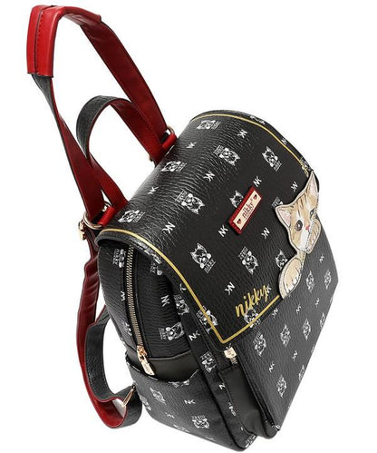 Nicole Lee Cat Eco-Leather Convertible Backpack Bag - Medium Size, Versatile & Sustainable, Cartoon Pattern, Eco-Friendly Material, Convertible Straps, Casual Daypack, Bookbag,Back-To-School,Labor Day
