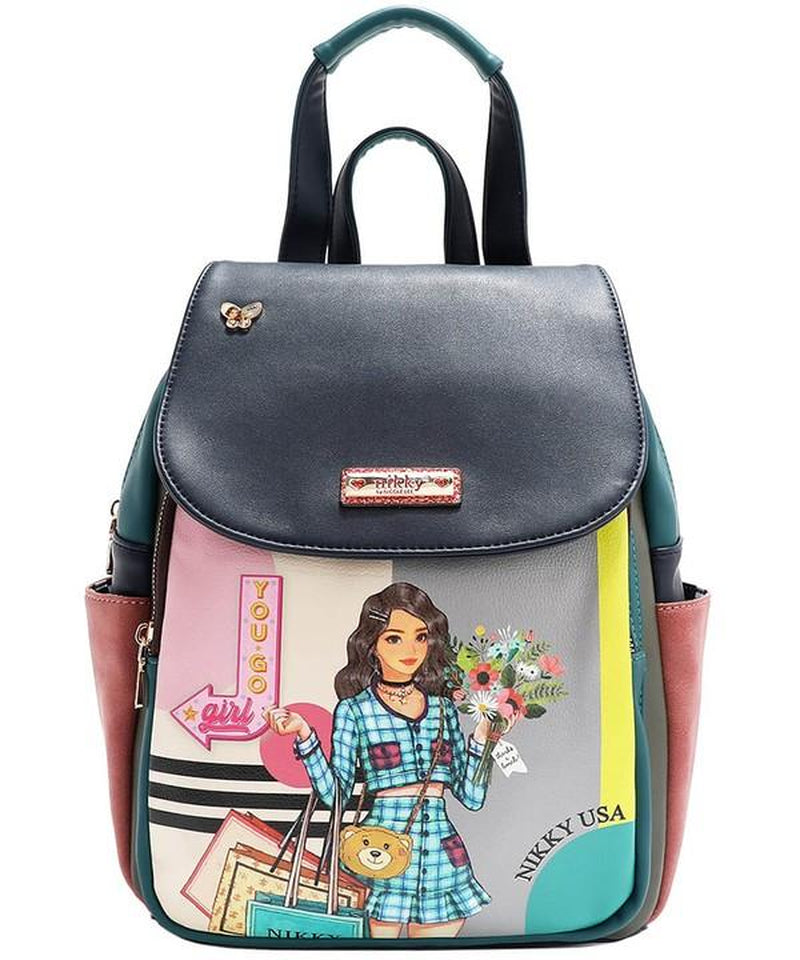 Nicole Lee Cat Eco-Leather Convertible Backpack Bag - Medium Size, Versatile & Sustainable, Cartoon Pattern, Eco-Friendly Material, Convertible Straps, Casual Daypack, Bookbag,Back-To-School,Labor Day
