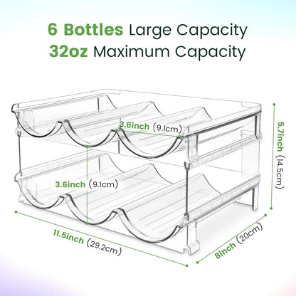 Efficient Water Bottle Organizer - Space-Saving Rack for Cabinets - 2 Pack Clear Lucite Storage Solution