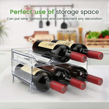 Efficient Water Bottle Organizer - Space-Saving Rack for Cabinets - 2 Pack Clear Lucite Storage Solution