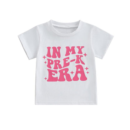 FOCUSNORM Back to School Outfit for Girls in My Pre-K Era Shirt/Kindergarten/First Grade Shirts Kid First Day of School Photo