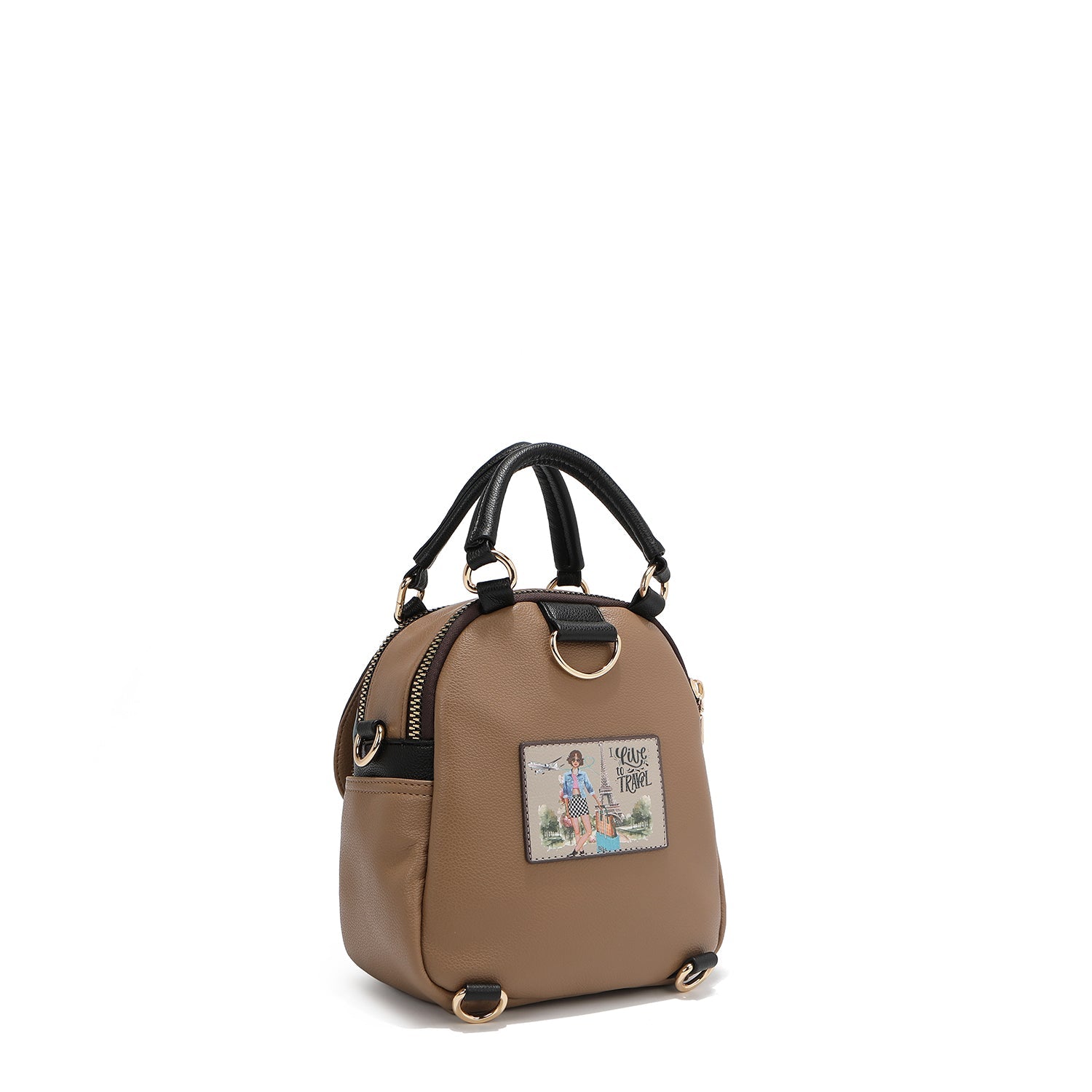 MOCHILA / BANDOLERA DE NYLON (I LIVE TO TRAVEL)-4