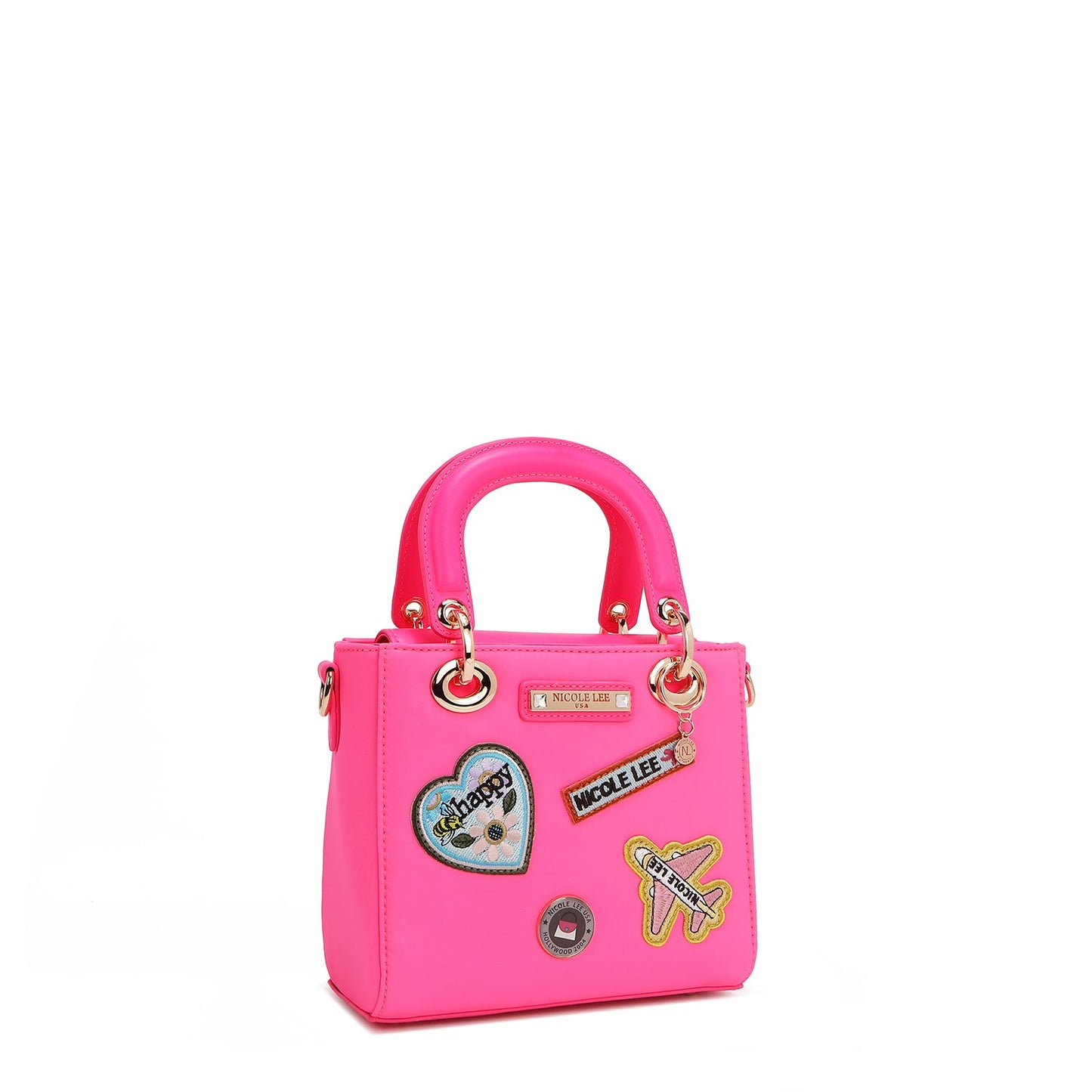 BOLSO DE MANO CON PARCHES DE COLORES (ROSA)-4