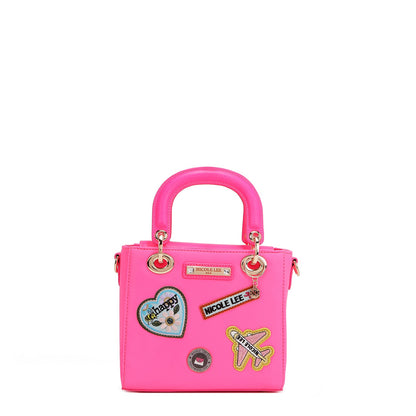 BOLSO DE MANO CON PARCHES DE COLORES (ROSA)-3
