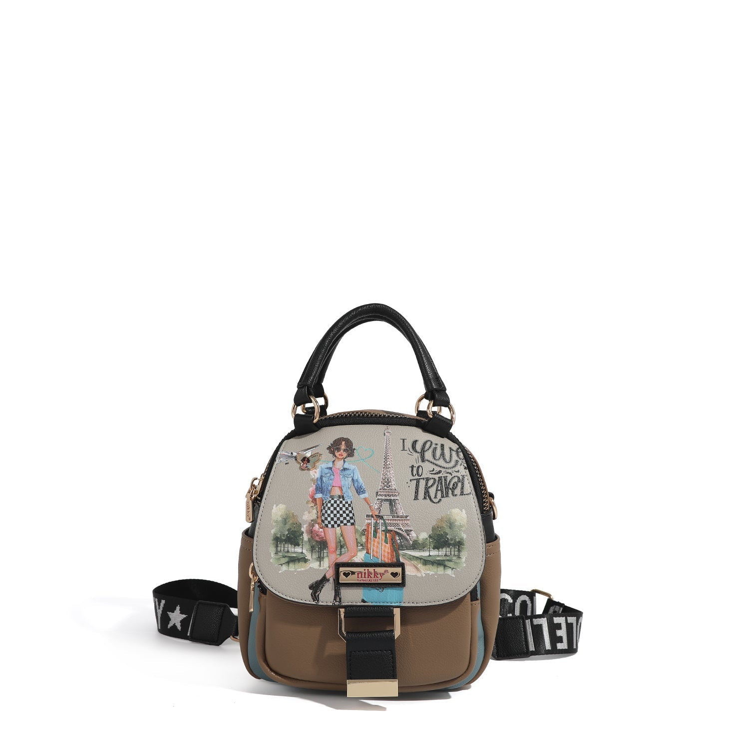 MOCHILA / BANDOLERA DE NYLON (I LIVE TO TRAVEL)-0