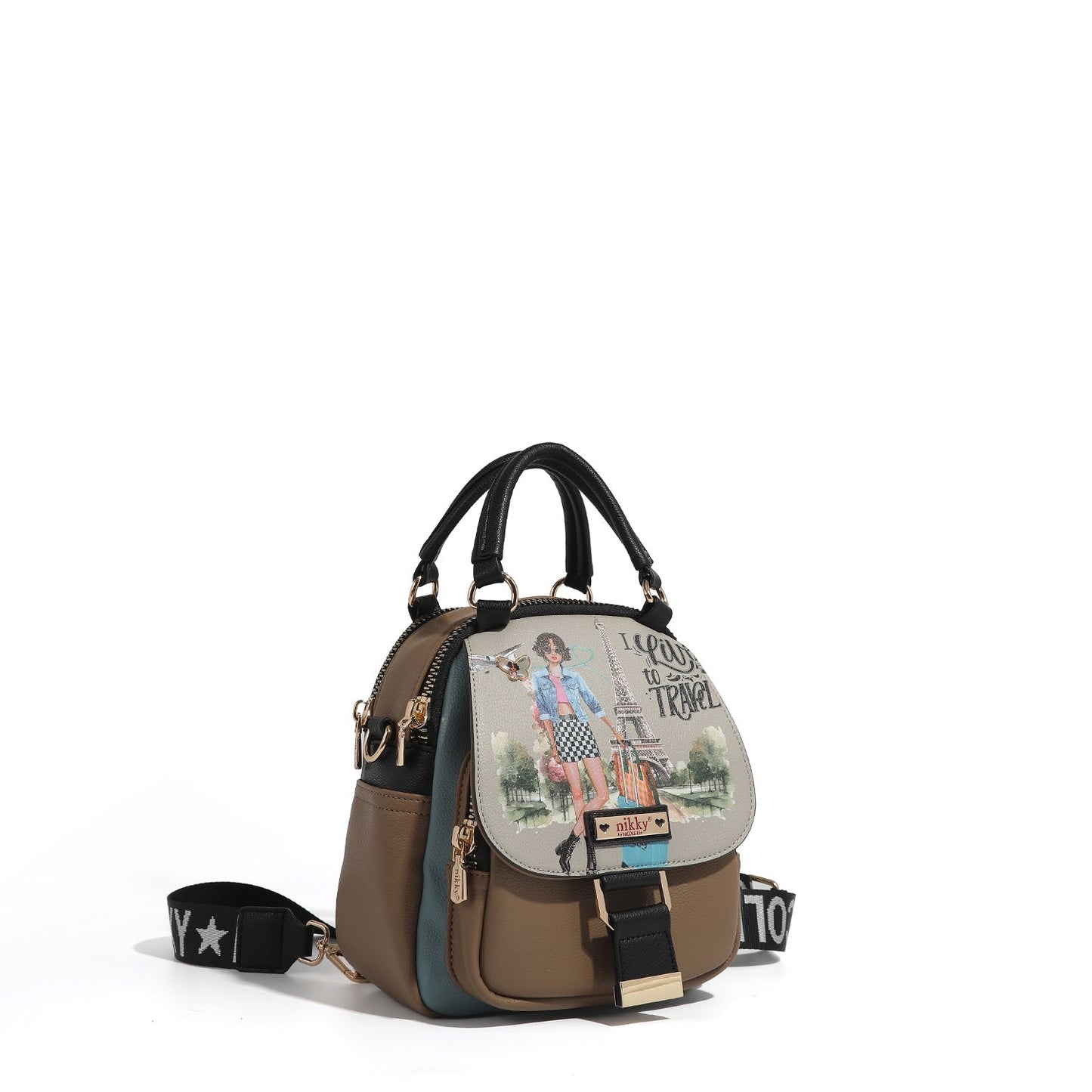 MOCHILA / BANDOLERA DE NYLON (I LIVE TO TRAVEL)-3