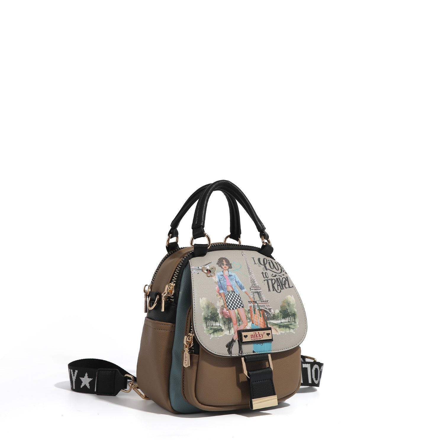 MOCHILA / BANDOLERA DE NYLON (I LIVE TO TRAVEL)-3