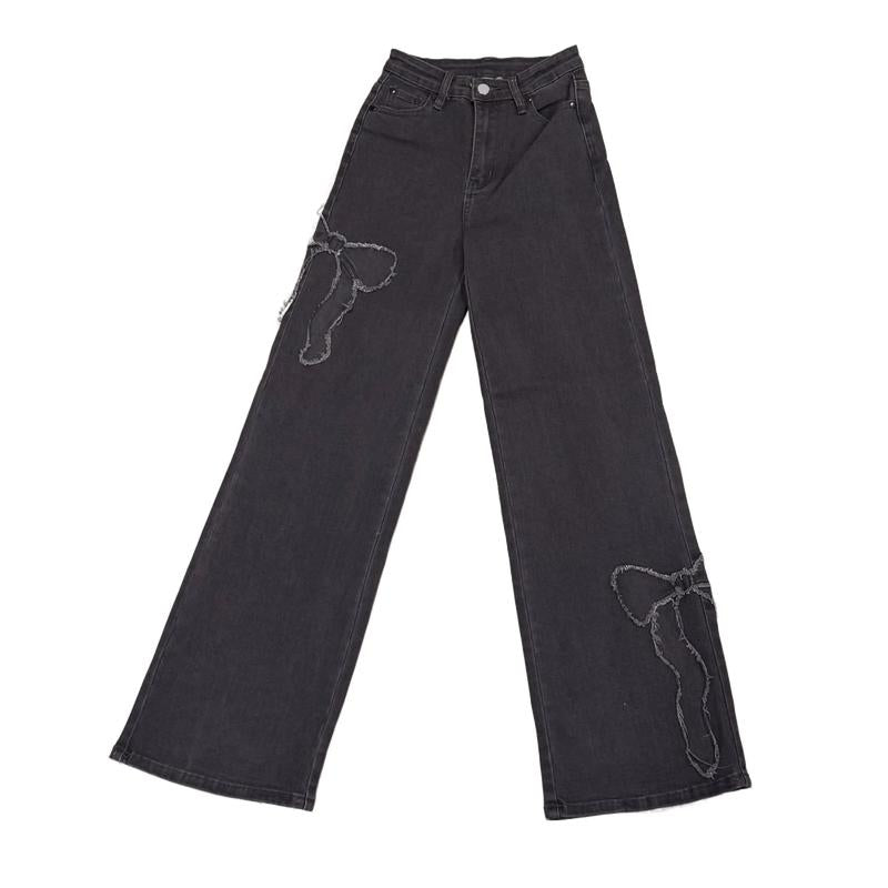 2025 Coquette Denim Jeans - Bows, Leopard , Rhinestones Feminine Fabric