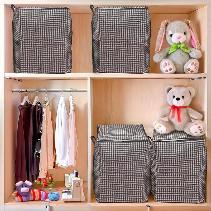 Extra-Large 47.55Gal Thousandbird Checkered Pattern Thickenedstorage Container Largecapacity Clothes Quilt Storagebucket Dust Andmoisture Resistant Bagsdouble Zipper Storage Bags with Handles, Homebedroom, Travel Storagebaskets