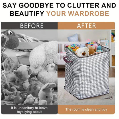 Extra-Large 47.55Gal Thousandbird Checkered Pattern Thickenedstorage Container Largecapacity Clothes Quilt Storagebucket Dust Andmoisture Resistant Bagsdouble Zipper Storage Bags with Handles, Homebedroom, Travel Storagebaskets