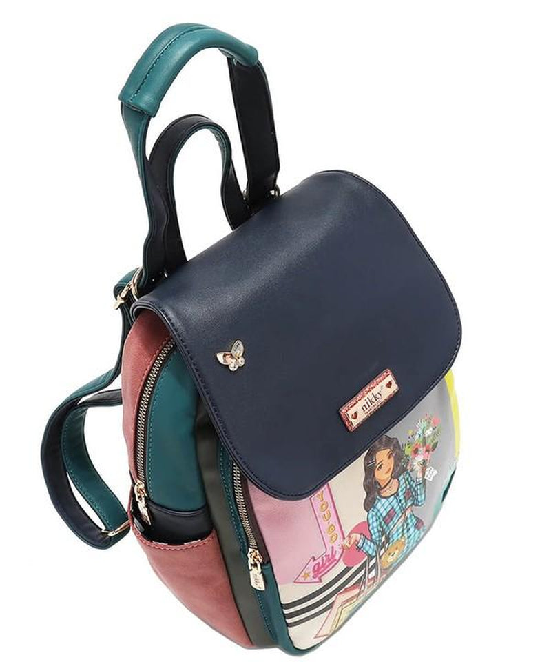 Nicole Lee Cat Eco-Leather Convertible Backpack Bag - Medium Size, Versatile & Sustainable, Cartoon Pattern, Eco-Friendly Material, Convertible Straps, Casual Daypack, Bookbag,Back-To-School,Labor Day